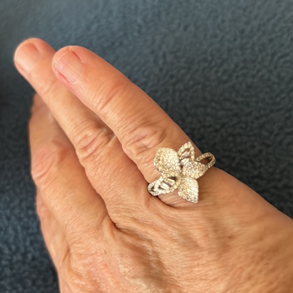 Stunning 925 Sterling Silver 14k White Gold Plated AAA White Baguette CZ Ring - Picture 4 of 8